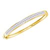 Image 1 : Womens Princess Diamond Bangle Bracelet 4 Cttw 14kt Yellow Gold - REF-335N9F