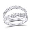 Image 1 : Womens Baguette Diamond Wrap Ring Guard Enhancer 3/4 Cttw 14kt White Gold - REF-57M5H