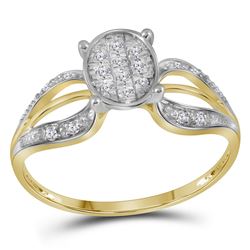 Womens Round Diamond Oval Cluster Ring 1/10 Cttw 10kt Yellow Gold - REF-8M5H