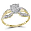 Image 1 : Womens Round Diamond Oval Cluster Ring 1/10 Cttw 10kt Yellow Gold - REF-8M5H