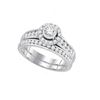 Image 1 : Round Diamond Bridal Wedding Ring Band Set 1 Cttw 14kt White Gold - REF-93N9F