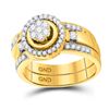 Image 1 : Round Diamond Bridal Wedding Ring Band Set 1/2 Cttw 14kt Yellow Gold - REF-74W9K