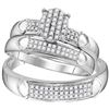 Image 1 : His Hers Round Diamond Oval Matching Wedding Set 1/3 Cttw 10kt White Gold - REF-30A5M
