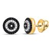 Image 1 : Womens Round Black Color Enhanced Diamond Cluster Earrings 1/4 Cttw 10kt Yellow Gold - REF-17W5K