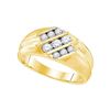 Image 1 : Mens Round Diamond Wedding Triple Row Band Ring 5/8 Cttw 10kt Yellow Gold - REF-54X9A