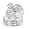 Image 1 : His Hers Round Diamond Cluster Matching Wedding Set 1-1/5 Cttw 10kt White Gold - REF-71X9A