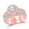 Image 1 : Round Diamond Bridal Wedding Ring Band Set 1-7/8 Cttw 14kt Rose Gold - REF-291W9K