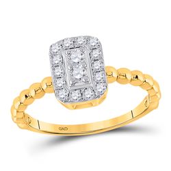 Womens Round Diamond Rectangle Cluster Ring 1/3 Cttw 10kt Yellow Gold - REF-26X5A