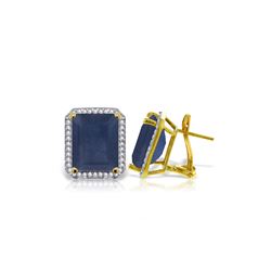 Genuine 13.2 ctw Sapphire & Diamond Earrings 14KT Yellow Gold - REF-197V5W