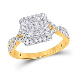 Womens Baguette Diamond Square Ring 5/8 Cttw 14kt Yellow Gold - REF-65F5W
