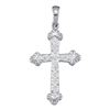 Image 1 : Womens Round Diamond Cross Religious Pendant 1/6 Cttw 10kt White Gold - REF-9F5W