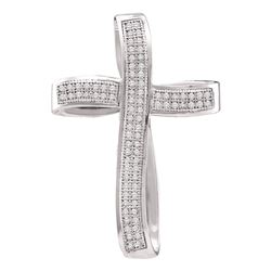 Womens Round Diamond Cross Pendant 1/4 Cttw 10kt Yellow Gold - REF-16H9R