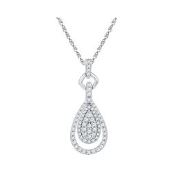 Womens Round Diamond Teardrop Pendant 1/2 Cttw 10kt White Gold - REF-21X5A