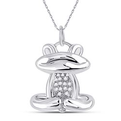 Womens Round Diamond Frog Animal Pendant 1/20 Cttw 10kt White Gold - REF-14X9A