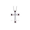 Image 1 : Genuine 0.43 ctw Garnet & Diamond Necklace 14KT White Gold - REF-76Y7F