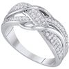 Image 1 : Womens Round Diamond Crossover Band Ring 1/5 Cttw 10kt White Gold - REF-18N5F