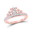 Image 1 : Womens Round Diamond Crown Tiara Band Ring 1/5 Cttw 10kt Rose Gold - REF-20F5W