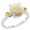 Image 1 : 1.65 CTW Opal & Yellow Sapphire Ring 10K White Gold - REF-24N2Y