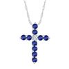 Image 1 : Womens Round Lab-Created Blue Sapphire Cross Pendant 7/8 Cttw 10kt White Gold - REF-12M9H