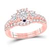 Image 1 : Round Diamond Bridal Wedding Ring Band Set 7/8 Cttw 14kt Rose Gold - REF-82H9R