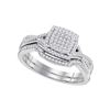 Image 1 : Round Diamond Square Bridal Wedding Ring Band Set 1/3 Cttw 10kt White Gold - REF-29W5K
