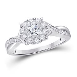 Round Diamond Solitaire Bridal Wedding Engagement Ring 1/2 Cttw 14kt White Gold - REF-54K5Y