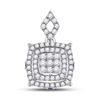 Image 1 : Womens Round Diamond Square Cluster Pendant 1/2 Cttw 14kt White Gold - REF-35M5H