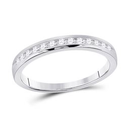 Womens Round Diamond Wedding Single Row Band 1/4 Cttw 14kt White Gold - REF-27K9Y