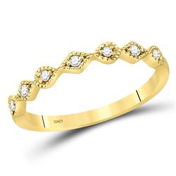 Womens Round Diamond Stackable Band Ring 1/10 Cttw 10kt Yellow Gold - REF-10R5X