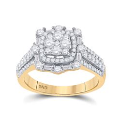 Womens Round Diamond Cluster Ring 1 Cttw 14kt Yellow Gold - REF-76M5H