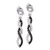 Image 1 : Womens Round Black Color Enhanced Diamond Twist Dangle Earrings 1/6 Cttw 14kt White Gold - REF-16N9F