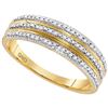Image 1 : Womens Round Diamond Striped Band Ring 1/6 Cttw 10kt Yellow Gold - REF-16M5H