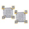Image 1 : Mens Round Diamond Square Cluster Earrings 1/3 Cttw 10kt Yellow Gold - REF-21X5A