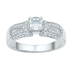 Womens Round Lab-Created Sapphire Solitaire Ring 3/4 Cttw 10kt White Gold - REF-17Y5N