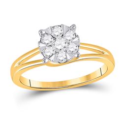 Womens Round Diamond Flower Cluster Ring 1/2 Cttw 10kt Yellow Gold - REF-37H9R