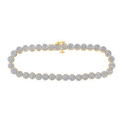 Mens Round Diamond Cluster Bracelet 2 Cttw 14kt Yellow Gold - REF-124H9R