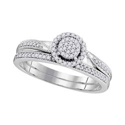 Round Diamond Bridal Wedding Ring Band Set 1/5 Cttw 10kt White Gold - REF-19X5A