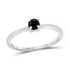 Image 1 : Round Black Color Enhanced Diamond Solitaire Bridal Wedding Ring 1/4 Cttw 10kt White Gold - REF-9M9H