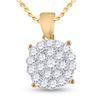 Image 1 : Womens Round Diamond Cluster Pendant 3/4 Cttw 10kt Yellow Gold - REF-41N9F