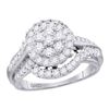 Image 1 : Round Diamond Cluster Bridal Wedding Engagement Ring 1 Cttw 14kt White Gold - REF-84R9X