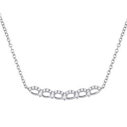 Womens Round Diamond Bar Necklace 1/3 Cttw 14kt White Gold - REF-32Y5N