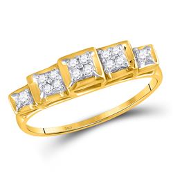 Womens Round Diamond Cluster Ring 1/8 Cttw 10kt Yellow Gold - REF-10W5K