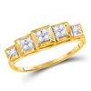 Image 1 : Womens Round Diamond Cluster Ring 1/8 Cttw 10kt Yellow Gold - REF-10W5K