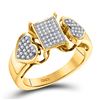 Image 1 : Womens Round Diamond Heart Rectangle Cluster Ring 1/5 Cttw 10kt Yellow Gold - REF-25K9Y