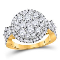 Womens Round Diamond Right Hand Cluster Ring 2 Cttw 14kt Yellow Gold - REF-147Y5N