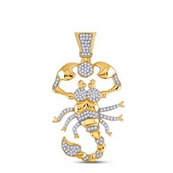 Mens Round Diamond Scorpion Charm Pendant 1 Cttw 10kt Yellow Gold - REF-54F5W