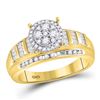 Image 1 : Round Diamond Cluster Bridal Wedding Engagement Ring 1/2 Cttw 10kt Yellow Gold - REF-29F9W