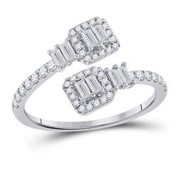 Womens Baguette Diamond Bisected Band Ring 1/2 Cttw 14kt White Gold - REF-46A9M