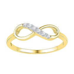 Womens Round Diamond Infinity Ring 1/20 Cttw 10kt Yellow Gold - REF-12K5Y