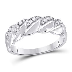 Womens Round Diamond Band Ring 1/6 Cttw 14kt White Gold - REF-19W5K
